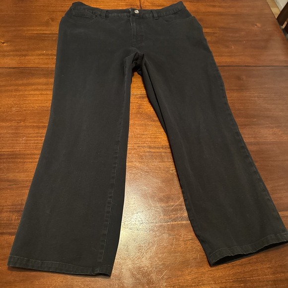 Chaps Pants - CHAPS Black Stretch Pants Women's Size 16 Wide Leg Cotton Blend‎ Trousers